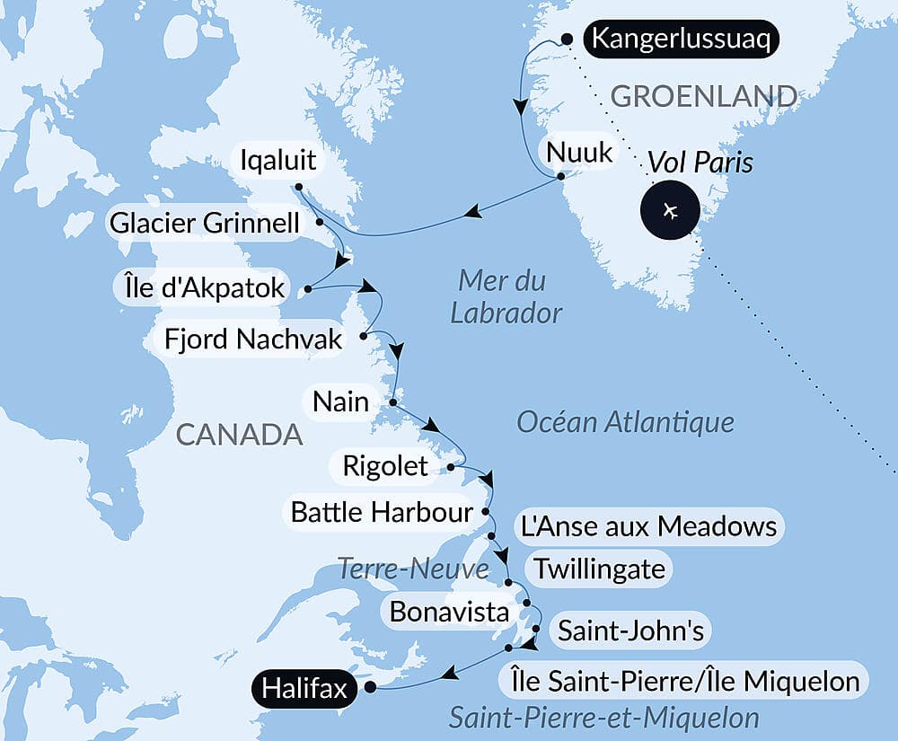 Des côtes sauvages du Groenland à la côte est du Canada