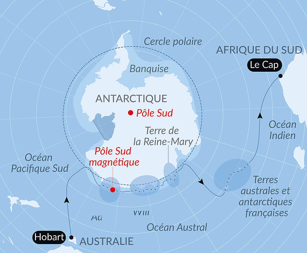Côte est inexplorée de l'Antarctique et terres australes françaises